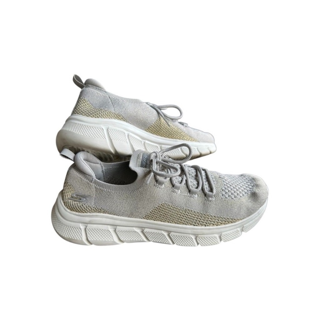 Skechers Bobs Sneakers Shoes Taupe Gold Metallic Comfort Active Size Womens 9.5